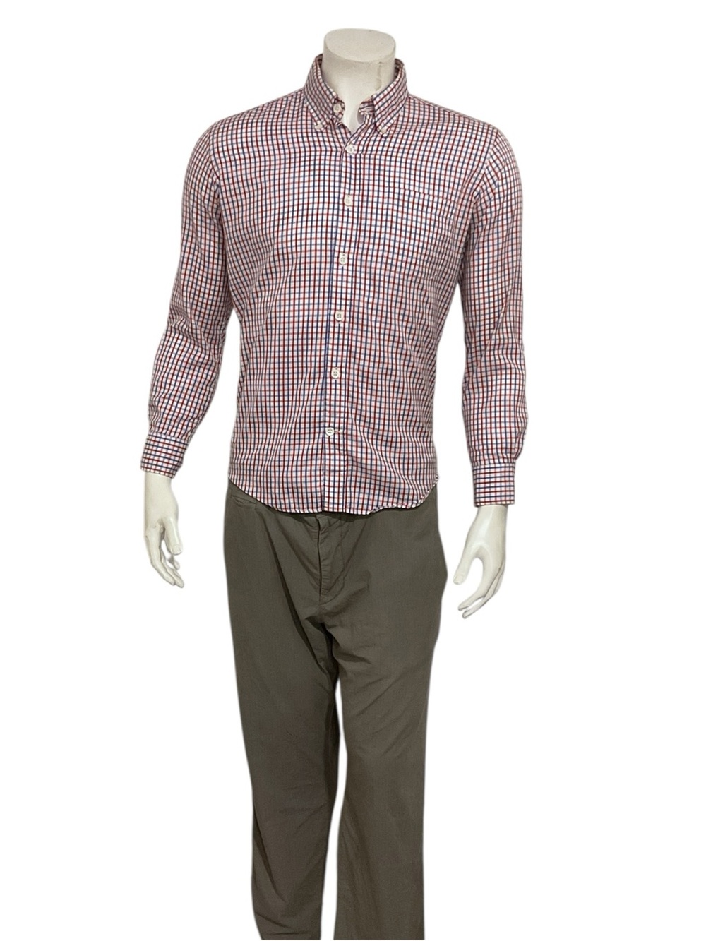 Wolf vs Goat Men's Red & Blue Checked Button-Down Shirt